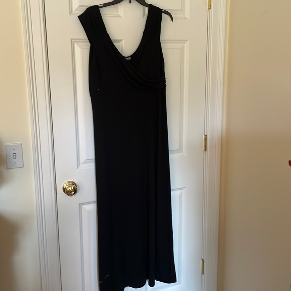 Black front drape maxi-dress